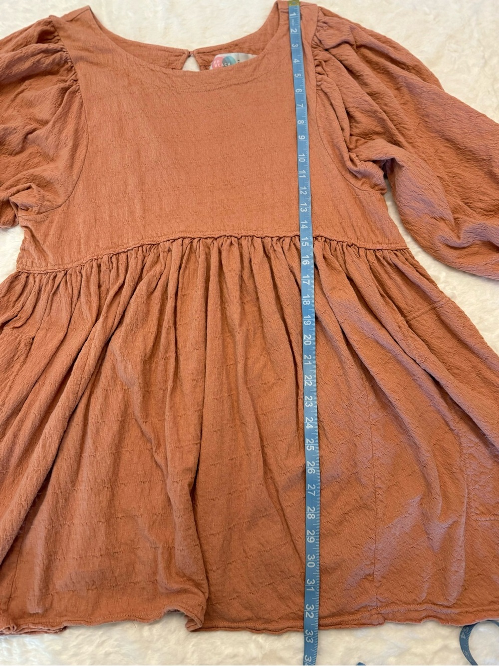 Free People Get Obsessed, 97% Cotton Babydoll Dress in Clay in Size Medium D13 - Picture 16 of 16